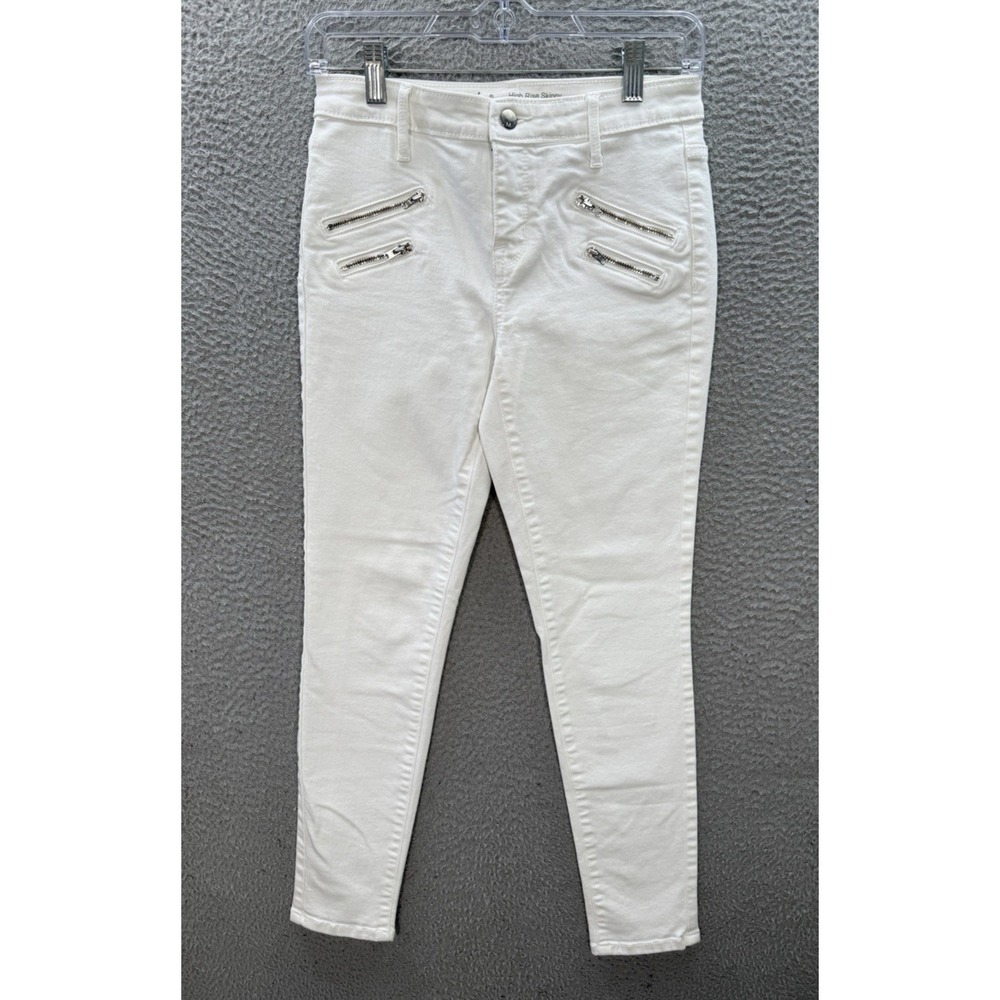 Mossimo Jeans Womens 2/26 White Denim High Rise‎ Skinny Power Stretch Preppy